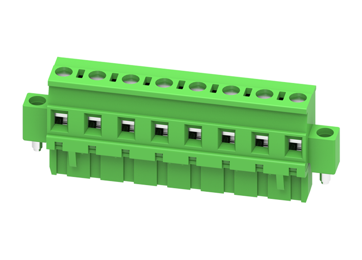 Розеточный разъем на кабель MC-RE7.62V11C-K-0001 - Розеточный разъем, угловой, на кабель, шаг: 7.62 мм, 11 полюсов, фиксация провода винтовая, исполнение: с монтажными фланцами, 630V, 18A, цвет: зеленый