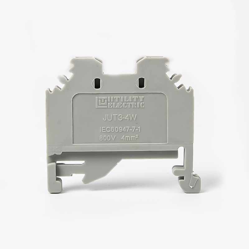 Проходная клемма JUT3-4W-GY - Проходная клемма, тип фиксации провода: пружинный, номинальное сечение: 4 мм кв., 800V, 32A, ширина: 6 мм, цвет: серый, тип монтажа: DIN35