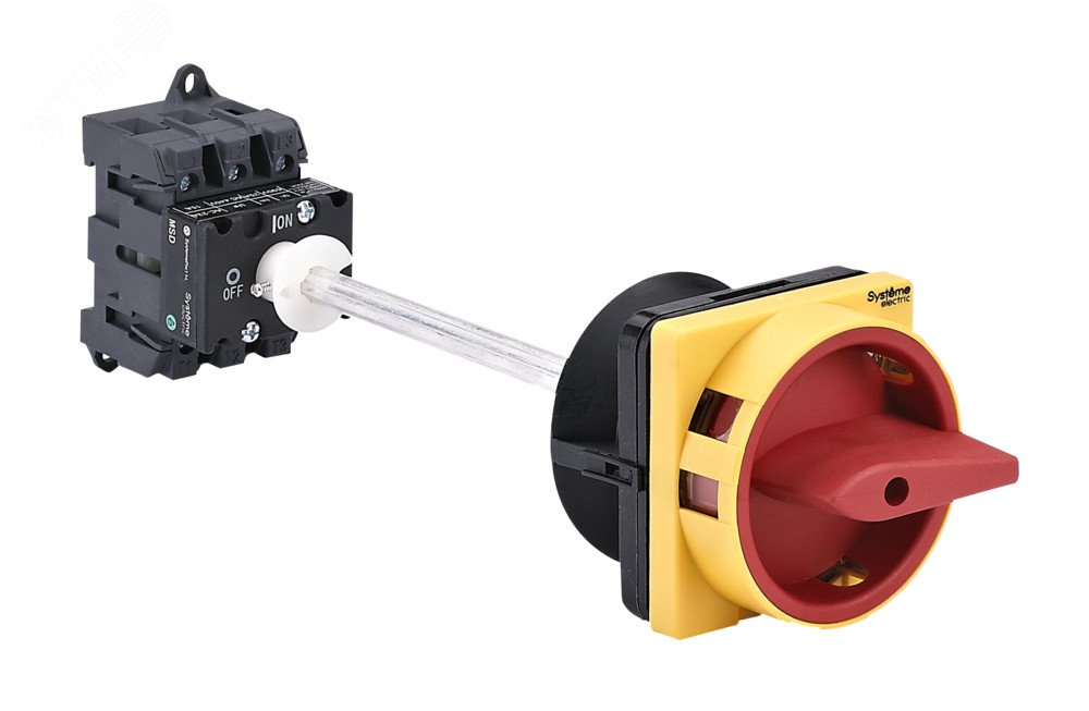 ВЫКЛЮЧАТЕЛЬ-РАЗЪЕДИНИТЕЛЬ 3P 32A С КРАСНОЙ ВЫНОСНОЙ РУКОЯТКОЙ НА ДИН-РЕЙКЕ/ПЛАТЕ MSD32340R