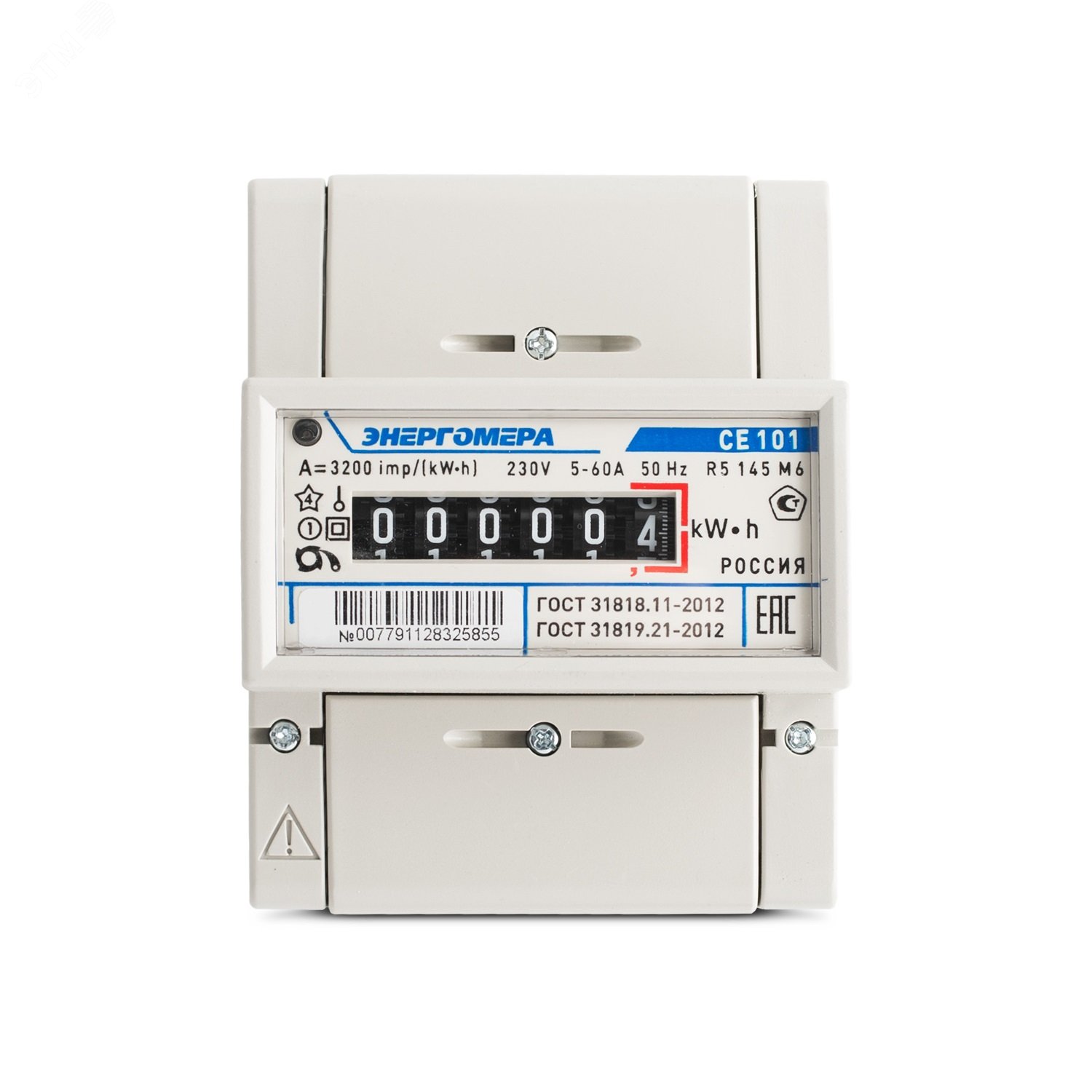 Счетчик CE101 R5 145 M6 1ф 5-60А класс точн. 1.0 1 тариф. на DIN-рейку мех. ОУ 101001003007791