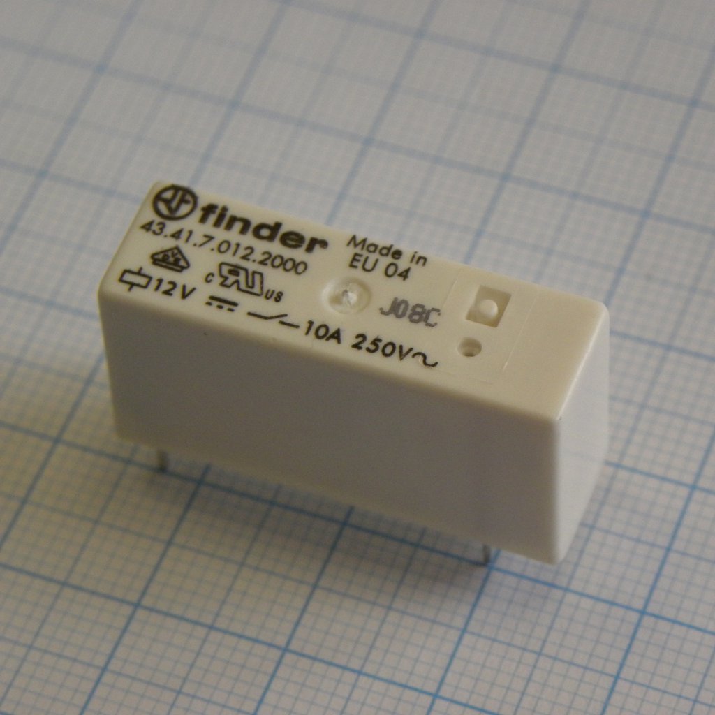43.41.7.012.4000 - Низкопрофильное миниатюрное электромеханическое реле; монтаж на печатную плату; выводы с шагом 3.2мм; 1CO 10A; контакты AgSnO2; катушка 12В DС (чувствит.); степень защиты RTII