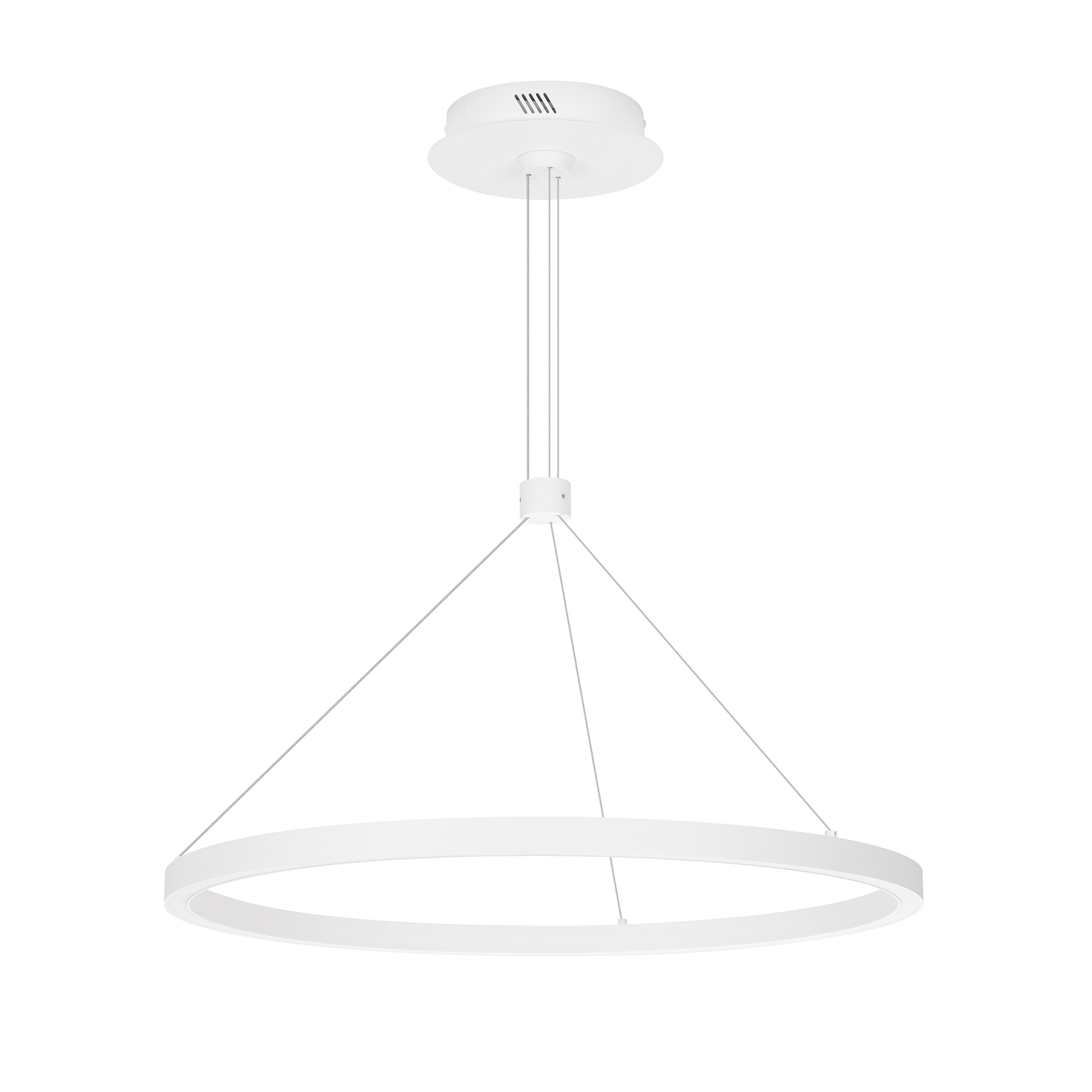 Светильник SP-CONGO-CAN-1-R600-36W Warm3000 (WH, 120 deg, 230V) 046231 - Подвесной светильник. Мощность 36 Вт, св. поток 2050 лм, 57 лм/Вт, теплый 3000 K, CRI>90, угол 120°, напряжение питания 230 В. Белый круглый корпус из алюминия, экран силикон, степен