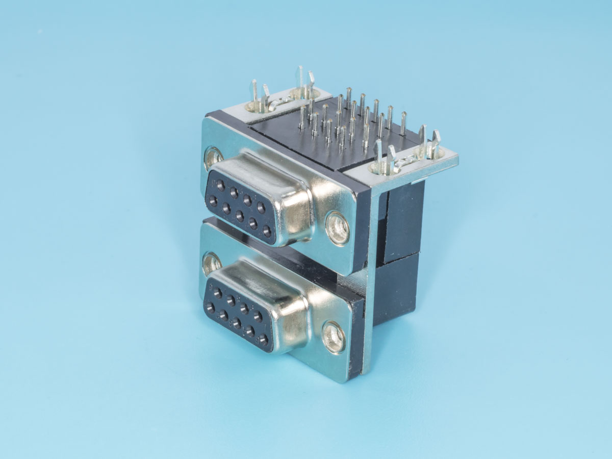 DRN-09F/09F-A - Разъем спаренный  9 контактов, гнездо-гнездо на плату, прямой угол