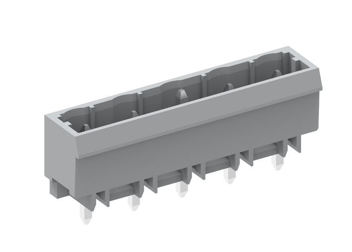 Вилочный разъем на плату 475203-03D - Вилочный разъем, горизонтальный, на плату, шаг: 7.5 мм, 3 полюса, фиксация на плате пайкой, исполнение: длина выводов 3,8 мм, 500V, 16A, цвет: серый