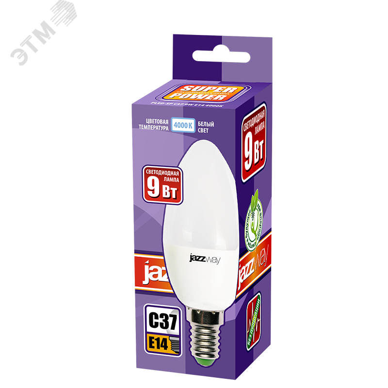 Лампа светодиодная LED 9w E14 4000K свеча 5019034