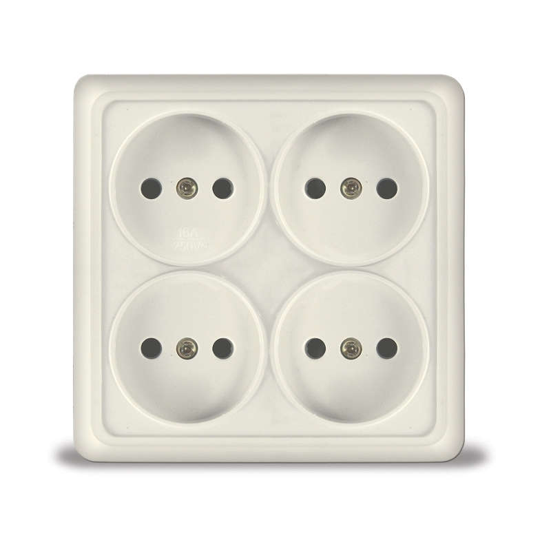 Розетка 4-м ОП Олимп 16А IP20 квадрат. без заземл. сл. кость 1170