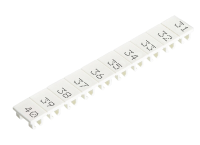 Шильдик 9705A/8/10B 31-40 - Маркировка для клемм сечением 6 мм.кв., шириной 8 мм, 10 шильдиков, белая, нанесенные знаки: 31 – 40