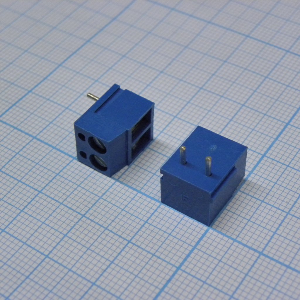 DG300R-5.0-02P-12-00A(H) - Винтовой клеммный блок с защитой провода, 2 контакта. Серия DG300R-5.0