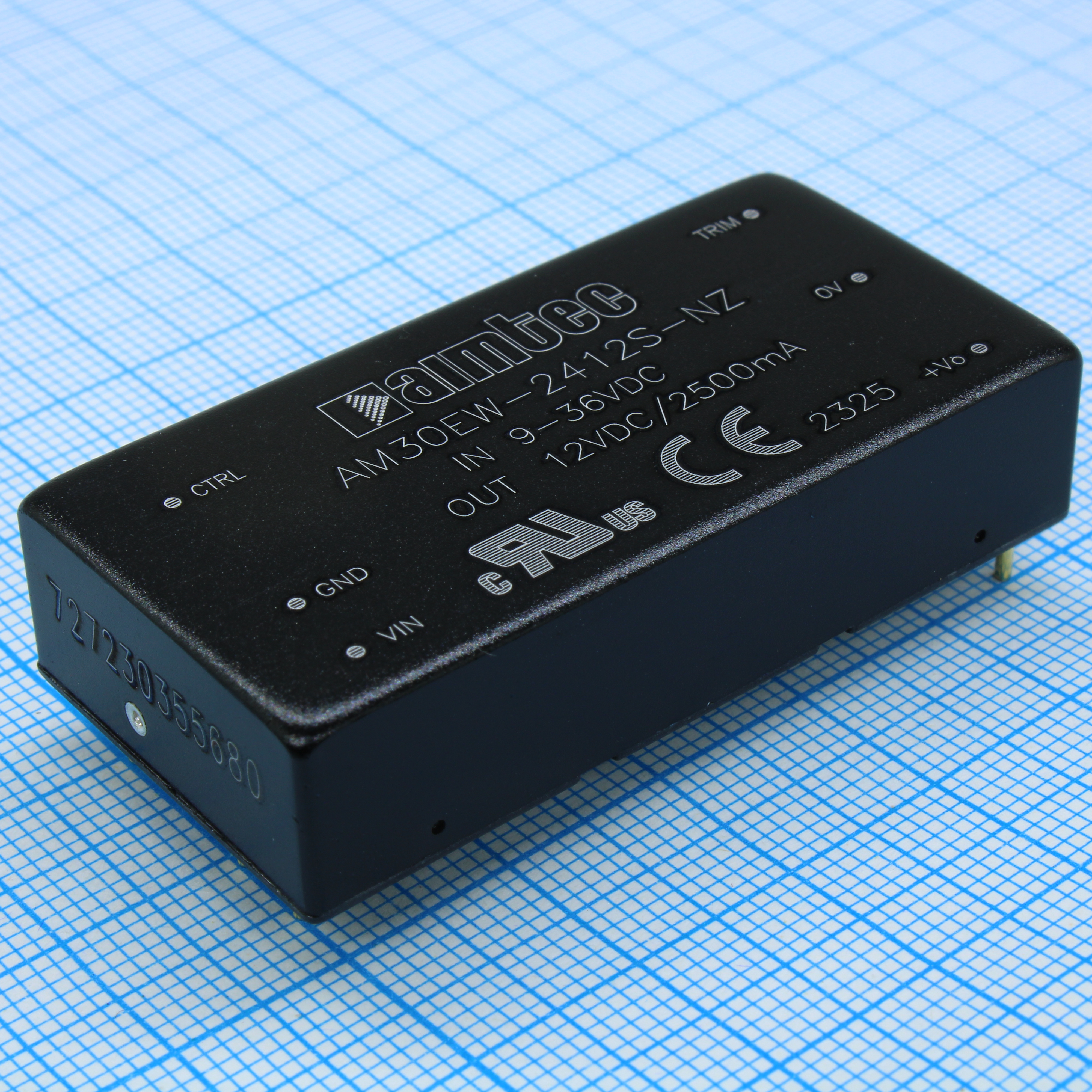 AM30EW-2412S-NZ - DC/DC, 30Вт, вход 9…36В, выход 12В/2.5А, изоляция 1600В DC, КПД 90%, максимальная емкостная нагрузка не более 2700мкФ, вход On/Off, 2x1", 50.8x25.4x11.8мм, -40…75°C, металл