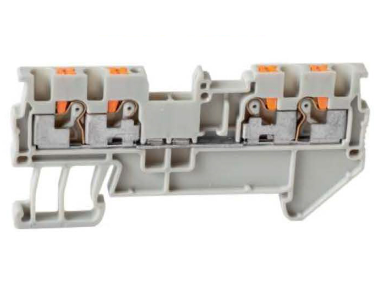 Проходная клемма UJ6-1.5/2X2 - Проходная клемма, 4 точки подключения в клемме, тип фиксации провода: push-in, номинальное сечение: 1,5 мм кв., 17,5A, 500V, ширина: 3,5 мм, цвет: серый, тип монтажа: DIN 35