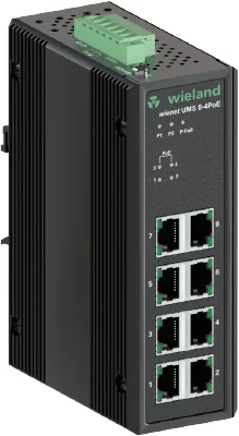 Коммутатор WIENET UMS 8-4POE-W - Коммутатор серии WieNet, неуправляемый, 8 портов RJ45 скорость передачи 10/100 MBit/s, 4 порта PoE, номинальное напряжение: 24-48 VDC, монтаж: на DIN рейку, материал корпуса: алюминий