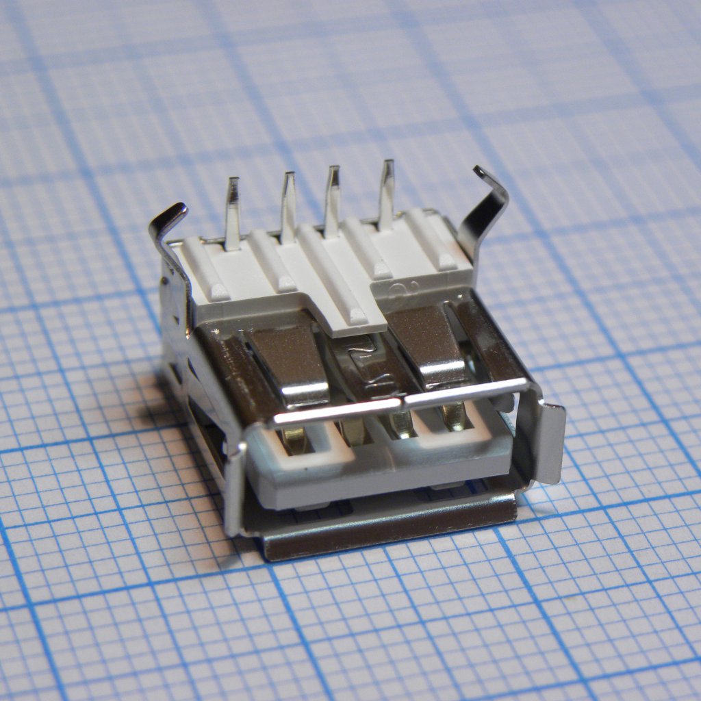 L-KLS1-181A-W - Разъем USB тип A 2.0 угловая розетка на плату, 4 конт.