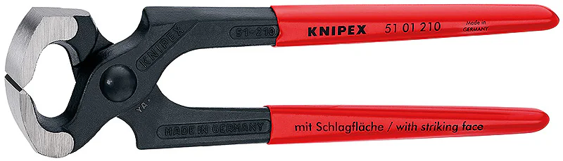 Плотницкие клещи KN-5101210 - Клещи с бойком для забивания гвоздей, сформированным на одной из губок, длина 210мм