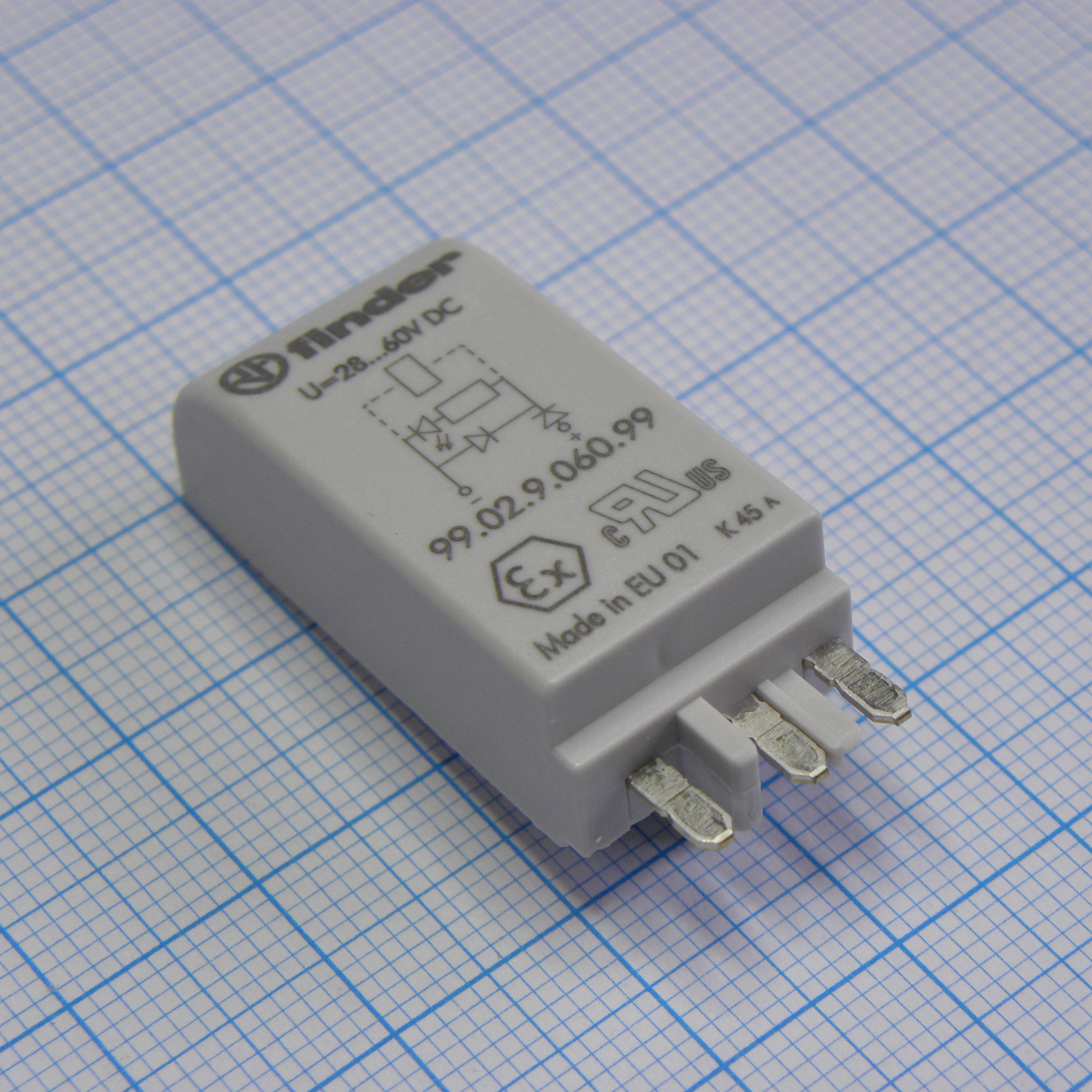 99.02.9.060.99 - Модуль индикации и защиты; зеленый LED + диод (+ A1); 28...60В DC