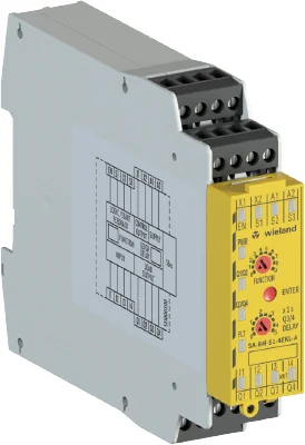 Реле безопасности SA-BM-S1-4EKL-A - Базовый модуль системы samos, программируемый переключателем, номинальное напряжение: 24 V DC, 8 входов, 4 полупроводниковых выхода, 8 функций, задержка выключения 0-5 м, винтовая фиксация провода, серия SAFETY