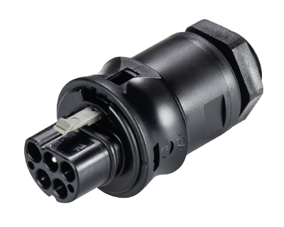 Разъем RST20I4S S1 M00V SW 96.042.6053.1 - Вилочный разъем в панель, М20, IP68(69k), 4 полюса, винтовая фиксация провода, номинальные характеристики: 250/400V, 20A, цвет: черный, серия RST Classic