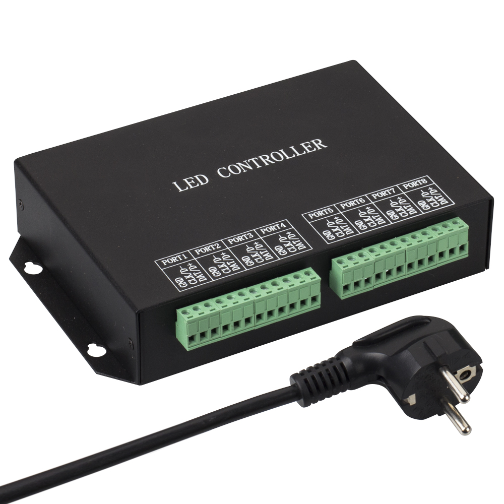 Контроллер HX-801RC (8192 pix, 220V, TCP/IP) 018549 - Slave-контроллер для пиксельных модулей и лент. Позволяет воспроизводить динамические эффекты, текст, рисунки, видео. Поддержка протоколов SPI и DMX 512. Управляется Master-контроллером или ПК (ПО LED 