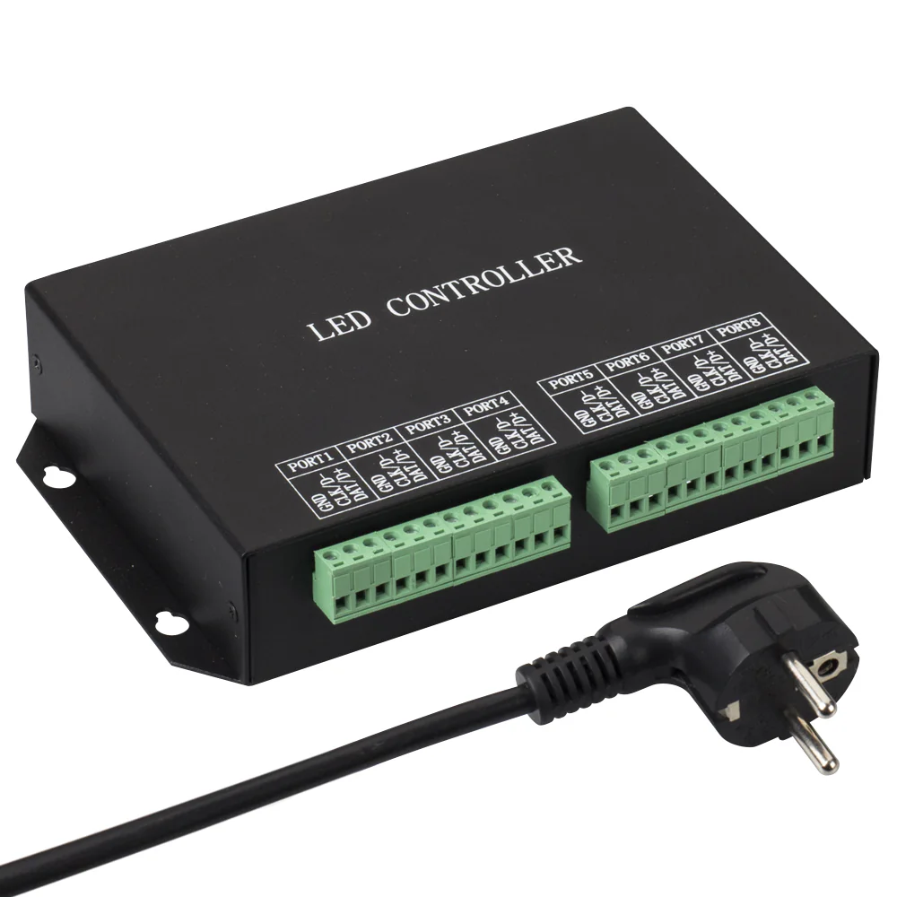Контроллер HX-801RC (8192 pix, 220V, TCP/IP) 018549 - Slave-контроллер для пиксельных модулей и лент. Позволяет воспроизводить динамические эффекты, текст, рисунки, видео. Поддержка протоколов SPI и DMX 512. Управляется Master-контроллером или ПК (ПО LED 