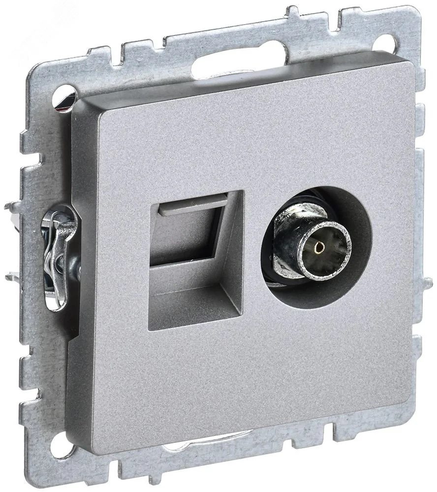 Розетка компьютерная + телевизионная 2-м Brite РТВ/РК12-БрА RJ45 кат.5E + TV алюм. BR-AK20-1-K47