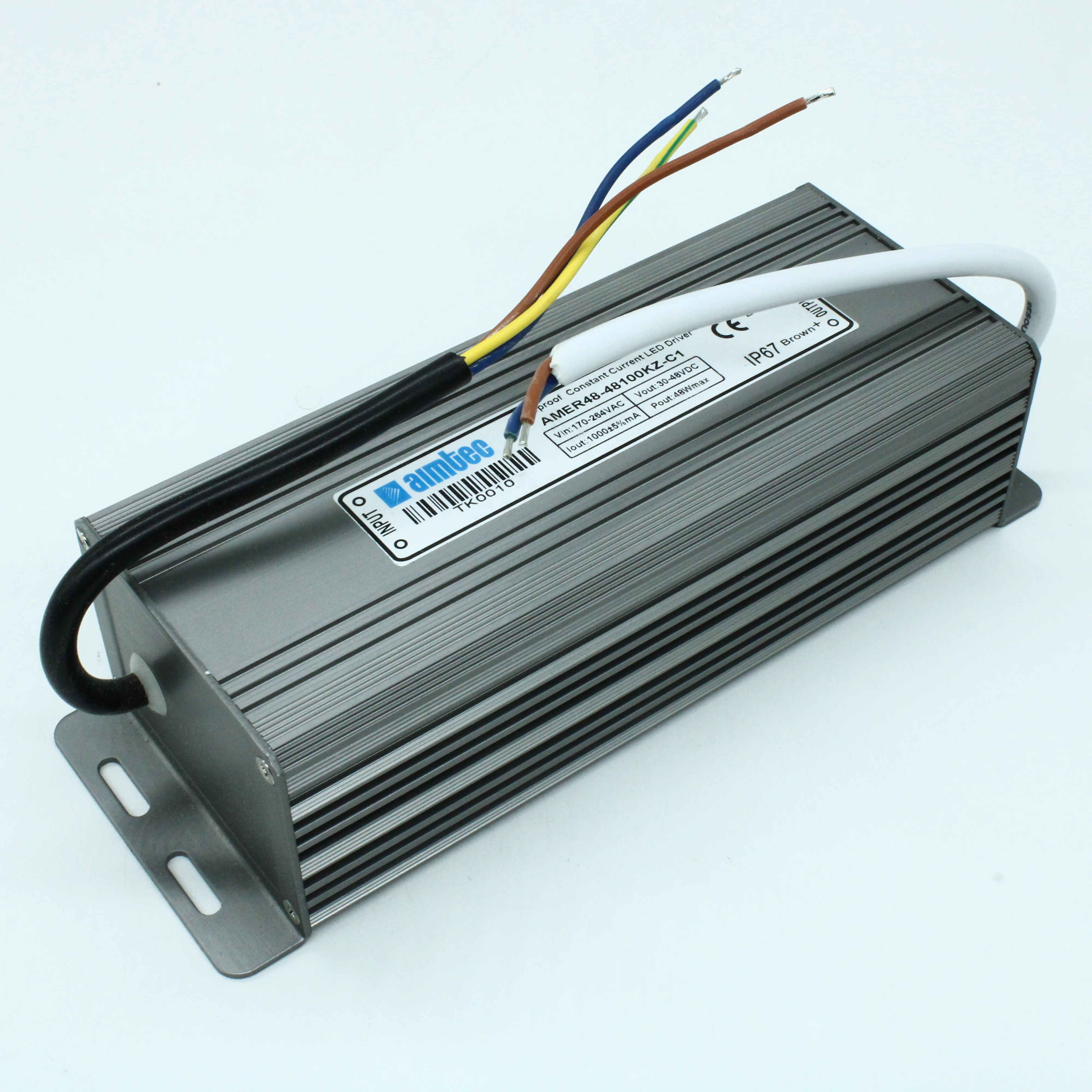 AMER48-48100KZ-C1 - AC-DC led, 50Вт, выход DC 30...48В, Iстаб=1000+-50мА, стаб. тока, IP67, вход AC 90...264В, PFC,  КПД 85%, изоляция 3000В AC, в корпусе, -30...+55°С