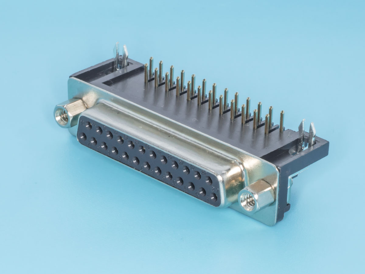 DRB-25FB - Разъем D-SUB 25 контактов, розетка угловая на плату,  9.4мм