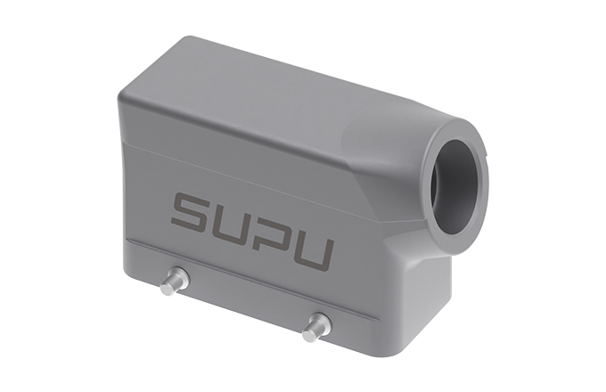 Крышка разъема S16B-SE-4B-M32 - Крышка разъема на кабель, типоразмер 16B, стандартное исполнение, без уплотнителя, 1 отверстие с резьбой для кабельных вводов M32x1,5, с боковым расположением, без защелок (упоры для двух защелок), материал корпуса: алюмини