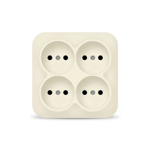 Розетка 4-м ОП 10А IP20 квадрат. без заземл. сл. кость 1453