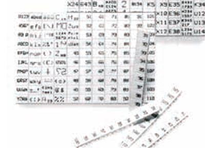 Шильдик 9705 A/6/10/11 MARCOM - Маркировочные платы для плоттера wieplot, размер шильдиков 6х8,3 мм, 110 шильдиков в карте, чистая