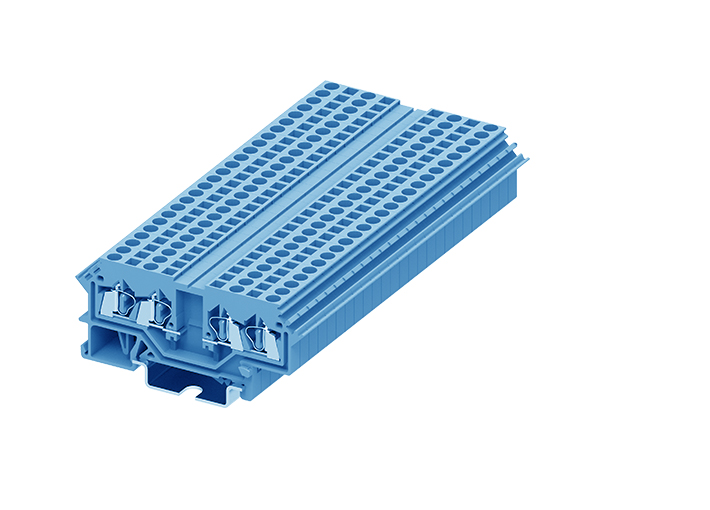 Проходная клемма 225904 - Предохранительная клемма, с разрывом с разрывом цепи TA2.5, 4 точки подключения, тип фиксации провода: пружинный, номинальное сечение: 2,5 мм кв., 24A, 800V, ширина: 12 мм, цвет: синий, тип монтажа: DIN