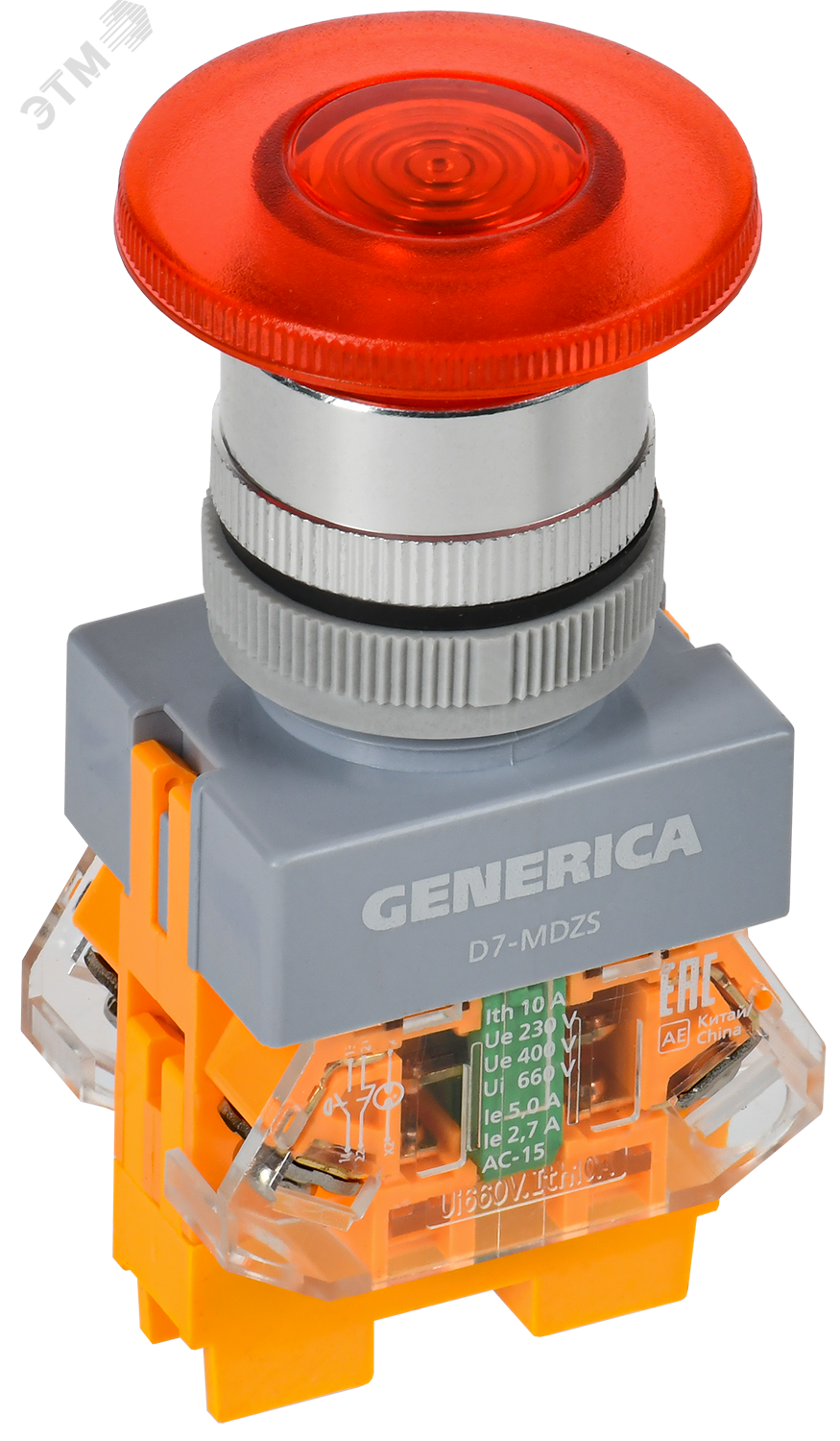 Кнопка D7-MDZS Грибок d=22мм 1з+1р с п/ф кр. GENERICA BBG50-11MDZS-3-11-K04-G