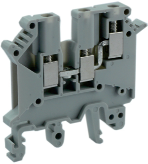 Проходная клемма UKJ-2.5/1X2 - Проходная клемма, 3 точки подключения, тип фиксации провода: винтовой, номинальное сечение: 2,5 мм кв., 24A, 400V, ширина: 5,2 мм, цвет: серый, тип монтажа: DIN 35