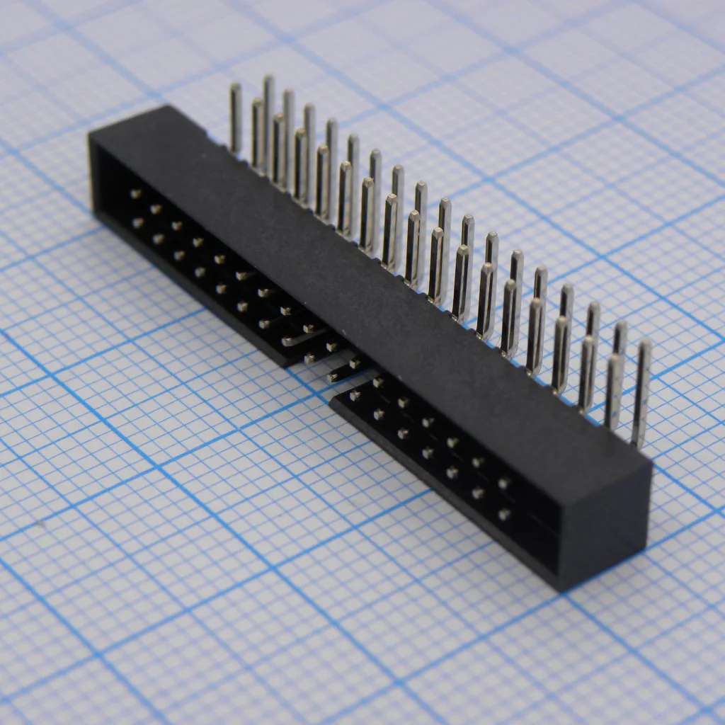 DS1014-34RF1B-B - IDC разъем, вилка на плату угловая 34pin(2x17), шаг 2.00мм