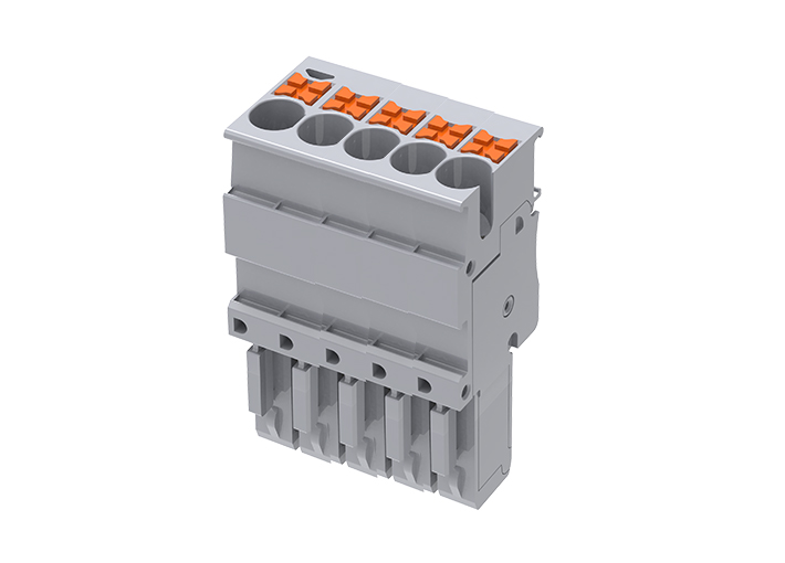 Разъем штекерный TPP2.5-5-GY - Разъем штекерный с push-in зажимом, для клемм TP2.5-2…, 5 полюсов, цвет: серый