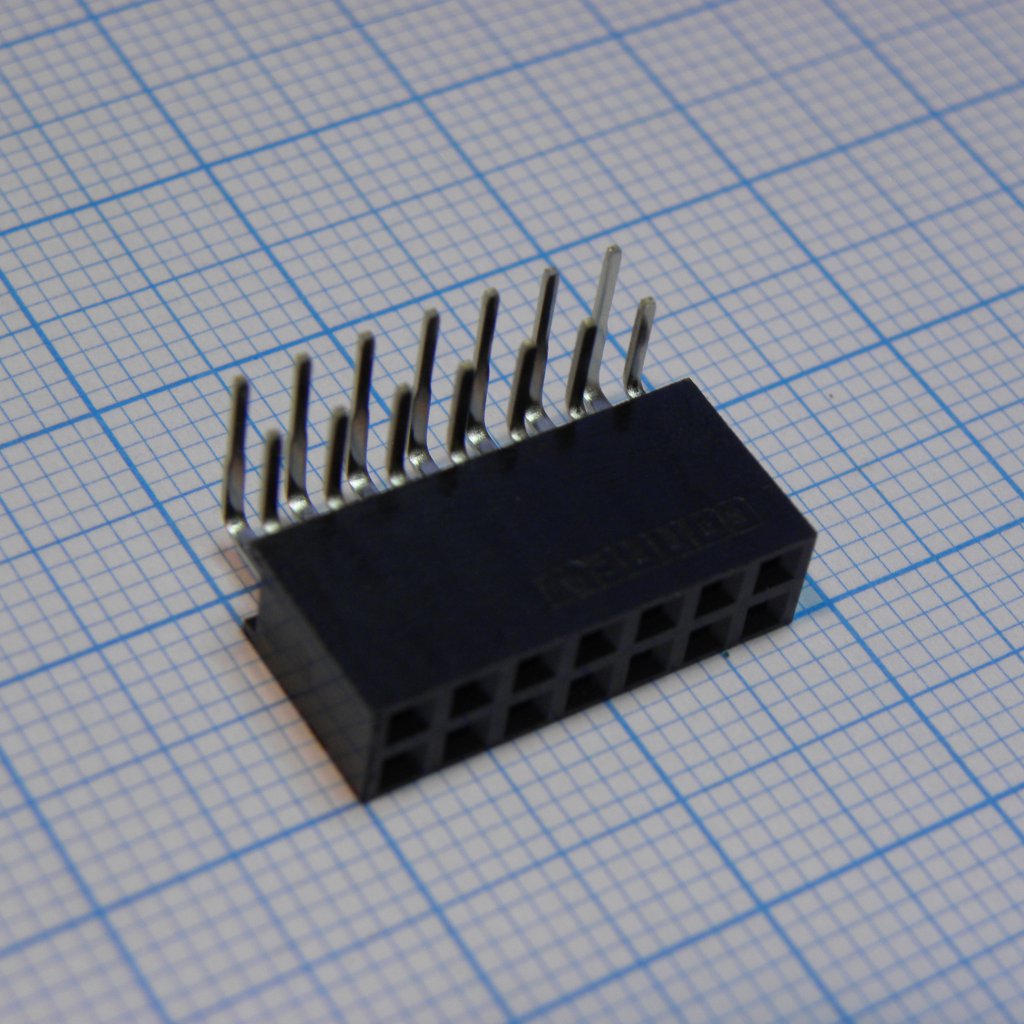 DS1024-2X7R2 - Гнездо на плату угловое 2x7 конт., шаг 2.54 мм., длина 8.5мм