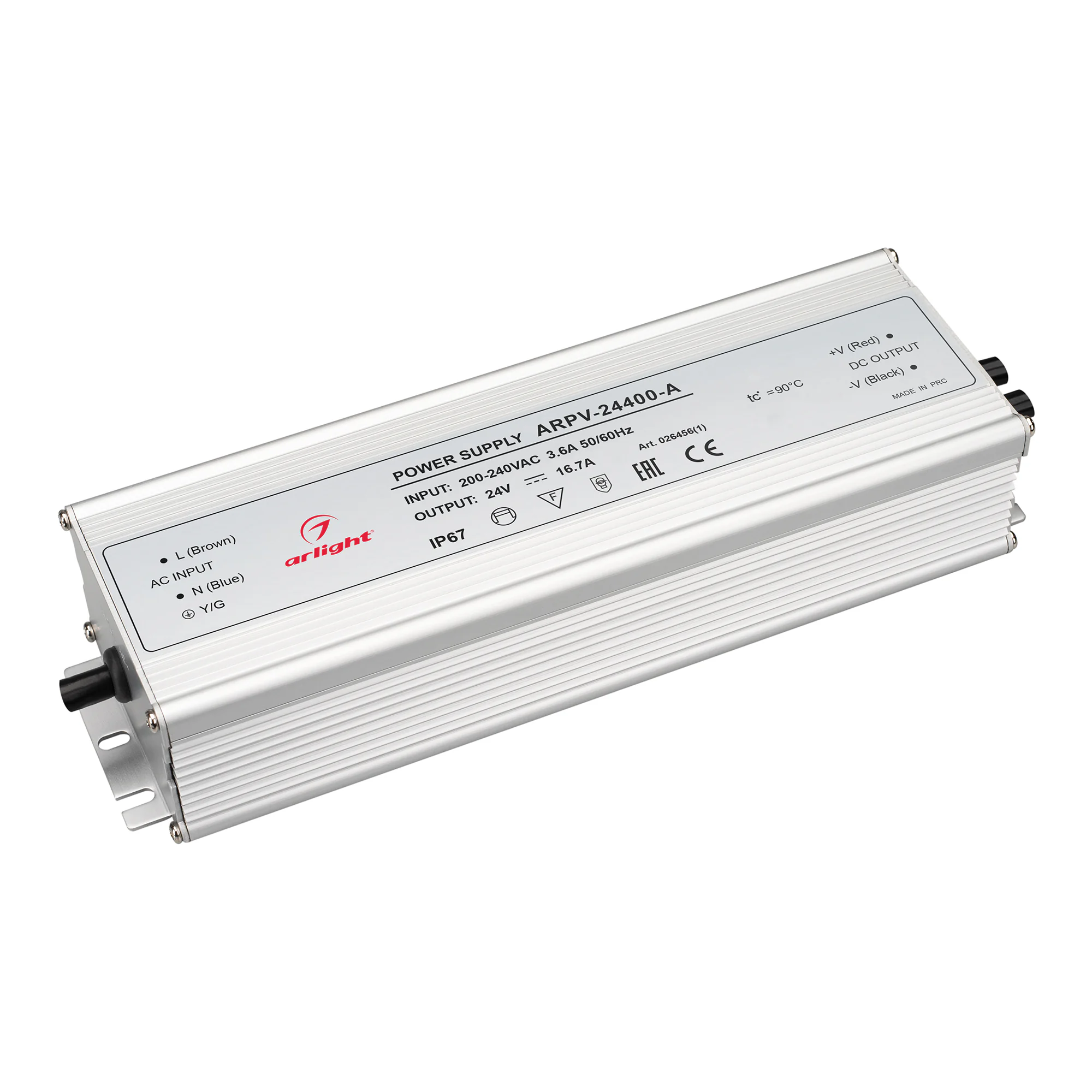 Блок питания ARPV-24400-A (24V, 16.7A, 400W) 026456(1) - Источник напряжения с гальванической развязкой для светодиодных изделий. Входное напряжение 200-240 VAC. Выходные параметры: 24 В, 16,7 А, 400 Вт. Встроенный PFC >0,5. Герметичный алюминиевый корпус