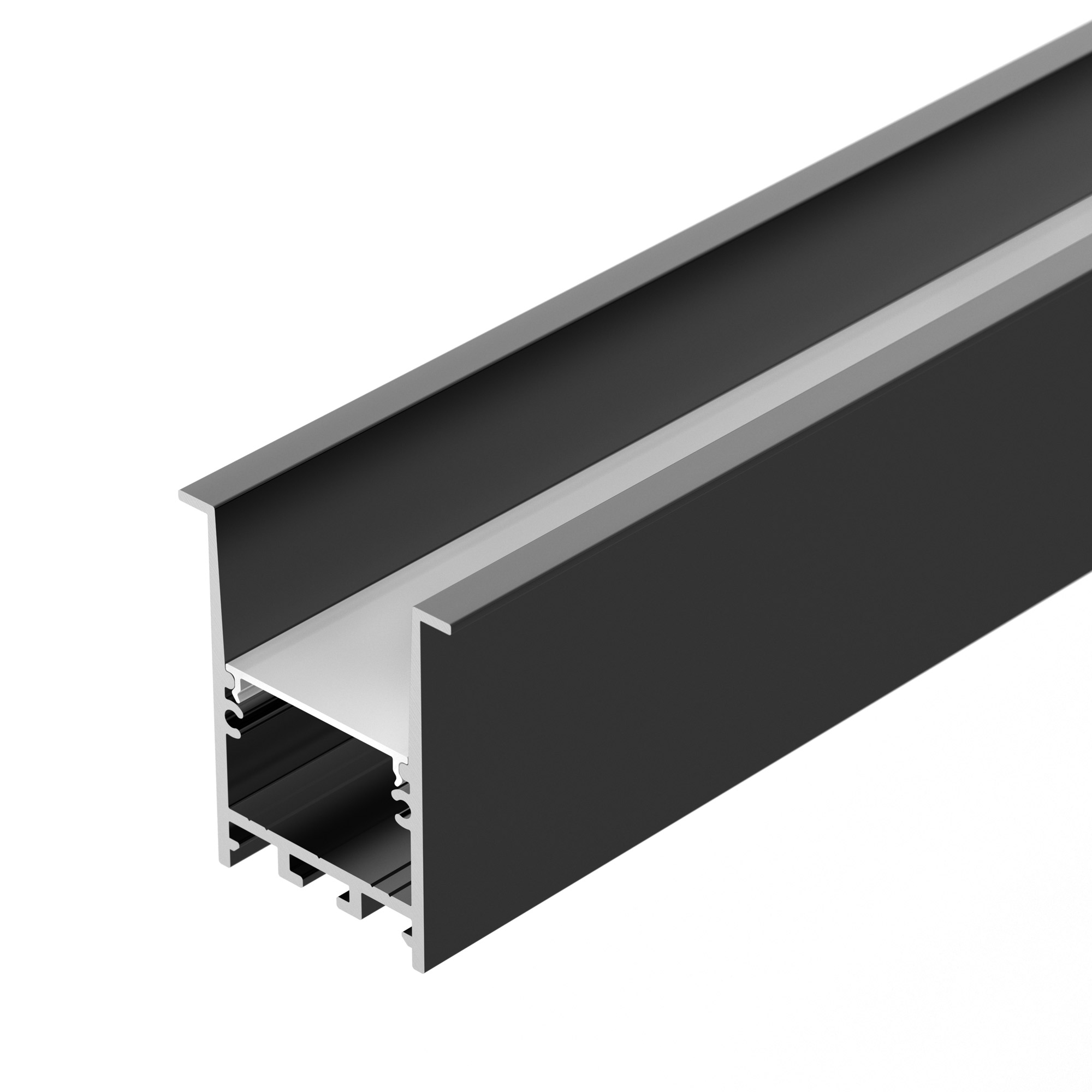 Профиль SL-COMFORT-4551-F-2000 ANOD BLACK 031766 - Алюминиевый анодированный профиль для светодиодных лент и линеек. Цвет - чёрный. Экран утоплен в плоскости профиля, что позволяет скрыть источник света от прямого контакта с глазами. Габаритные размеры (L