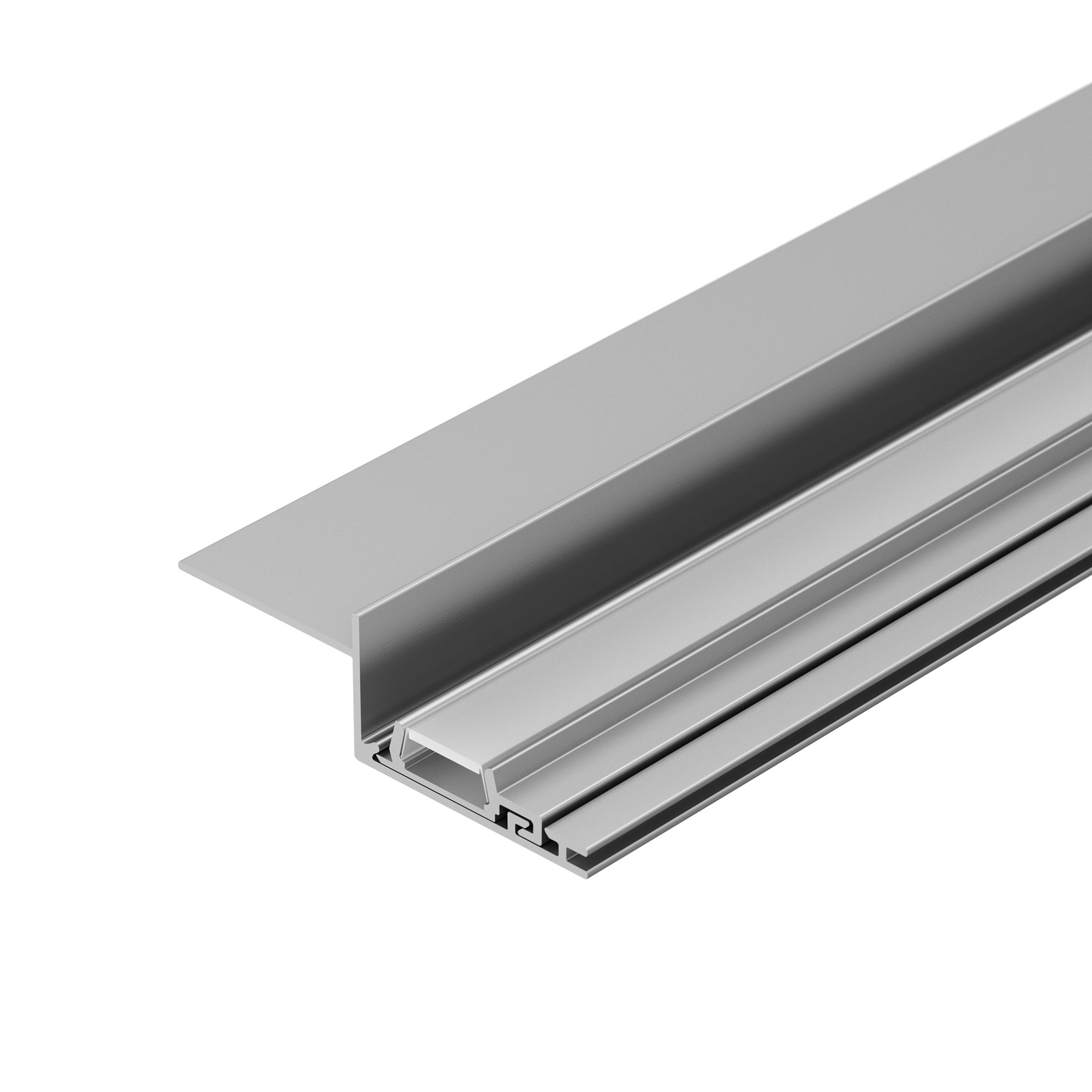 Профиль PAK-EDGE-SLIM-2000 023783 - Алюминиевый профиль для светодиодных лент и линеек, для подсветки потолочных ниш. "Тонкий край" под финишную отделку. Луч света направлен перпендикулярно плоскости потолка. В комплекте: основание, профиль, силиконовый у