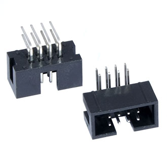 BH-08R  (IDC-08MR) - IDC разъем, вилка на плату угловая двухрядная 8pin(2x4)., шаг 2.54мм