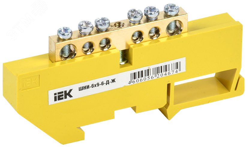 Шина PE "земля" на DIN-изоляторе ШНИ-6х9-6-Д-Ж YNN10-69-6D-K05