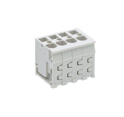 Клемма Wiecon 8158 / 4 TOP V OB - Клемма на печатную плату, подвод кабеля сверху, 4 полюса, шаг: 5,00 мм, пружинная фиксация провода, без маркировки, 300V, 16А, цвет: серый, серия 8158 TOP V/H