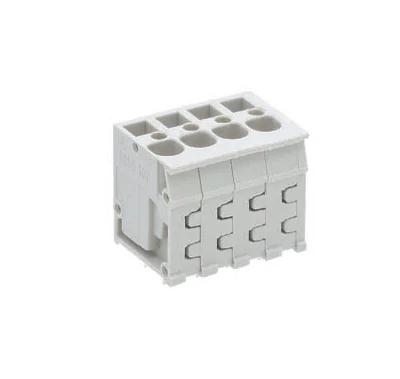 Клемма Wiecon 8158 / 4 TOP V OB - Клемма на печатную плату, подвод кабеля сверху, 4 полюса, шаг: 5,00 мм, пружинная фиксация провода, без маркировки, 300V, 16А, цвет: серый, серия 8158 TOP V/H