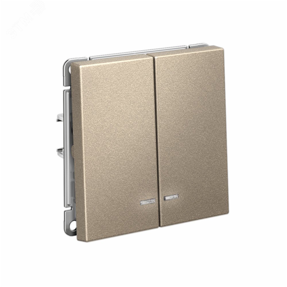 Выключатель 2-кл. ArtGallery (сх. 5а) 10AX с подсветкой механизм шампань SE GAL000553