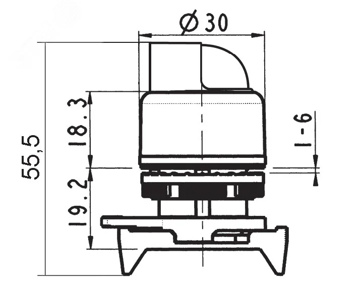 Переключатель на 2 положения стандартная ручка, черный ASSB6D0