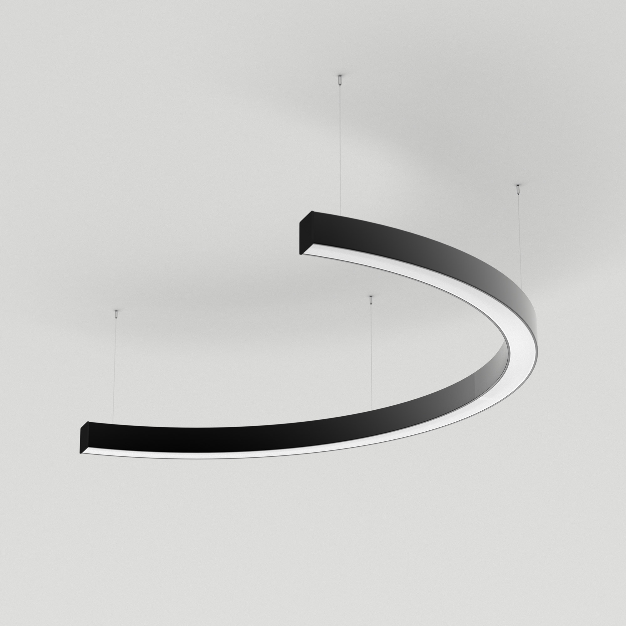 Светильник SP-LINE-HANG-ARC-C3535-D800-34W Day4000 (BLACK, 230V) 034015(1) - Светильник полукруг из профиля SL-ARC-3535-D800-A90 BLACK, свечение вниз, цвет Дневной 4000 K.