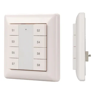 INTELLIGENT ARLIGHT Панель DALI-223-1G-8SC-IN (BUS) 025506 - Встраиваемая кнопочная белая пластиковая панель для работы по протоколу DALI. Может устанавливаться как в дополнение к диммирующей панели, так и автономно, для вызова ранее сохраненных сцен в 1 