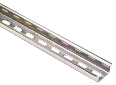 Рейка 98.375.1000.0 - Монтажная рейка 35x27x15 мм, согласно DIN EN 60 715, перфорированная, длина 1 м, оцинкованная и хромированная сталь.