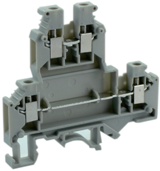 Этажная клемма UKJ-2.5/2-2LEE - Этажная клемма, серия EE, тип фиксации провода: винтовой, номинальное сечение: 2,5 мм кв., 32A, 500V, ширина: 5,2 мм, цвет: серый, стандарт GB/T14048.1, тип монтажа: DIN 35