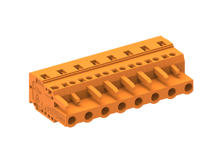 Розеточный разъем на кабель 478104 - Розеточный разъем, прямой, на кабель, шаг: 7.62 мм, 4 полюса, фиксация провода пружинная, исполнение: стандартное, 500V, 16A, цвет: оранжевый