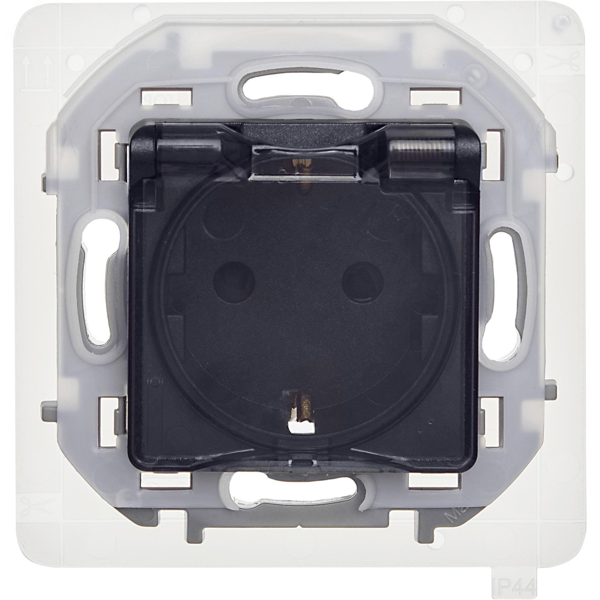 Розетка 1-м СП Inspiria 16А IP44 250В 2P+E защ. шторки с крышкой немецк. стандарт механизм антрацит Leg 673743