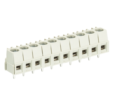 Клемма Wecon 8292 / 10 OB - Клемма на печатную плату, подвод кабеля сбоку, 10 полюсов, шаг: 5,08 мм, винтовая фиксация провода, без маркировки, 300V, 10A, цвет: серый, серия 8192